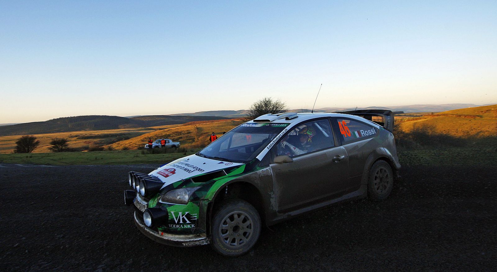 Italy's Valentino Rossi navigates his Ford Focus RS WRC 07 on the Halfway stage of the Rally of Britain in Wales