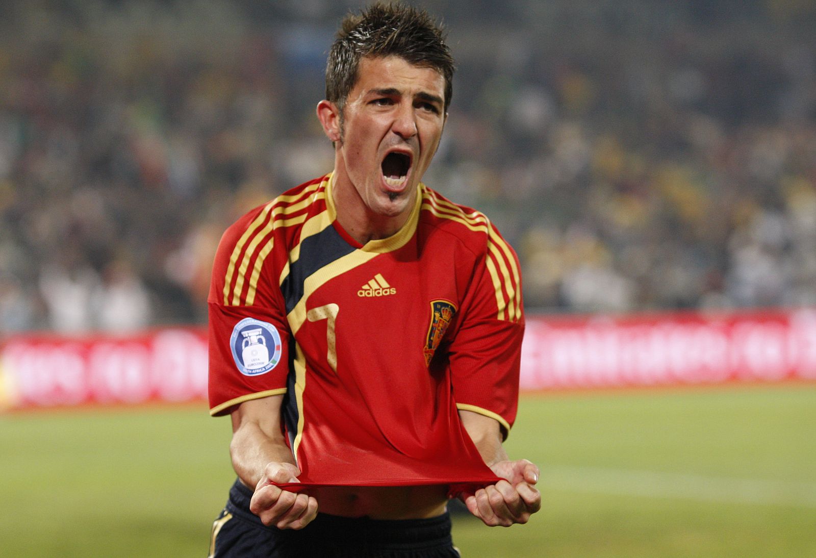 David Villa celebra un gol en la pasada Copa Confederaciones