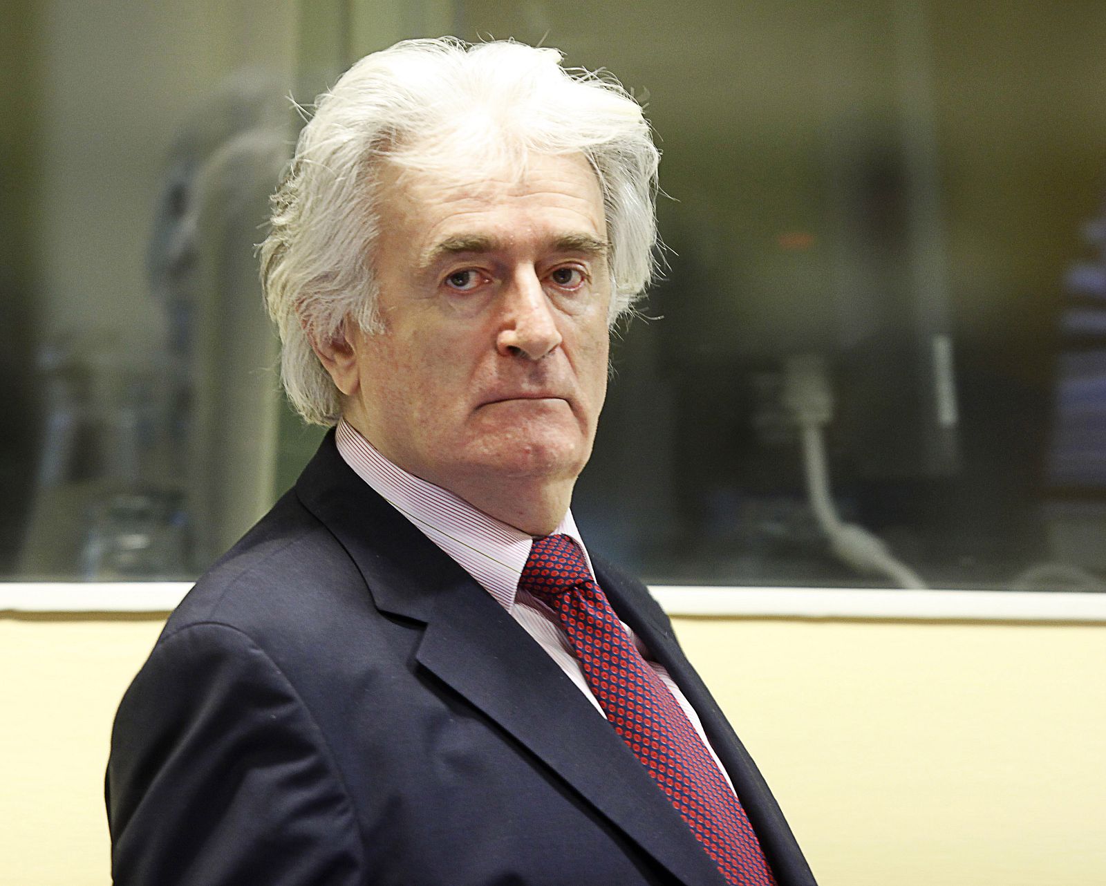 Former Bosnian Serb leader Karadzic appears in the courtroom of the ICTY War Crimes tribunal in The Hague