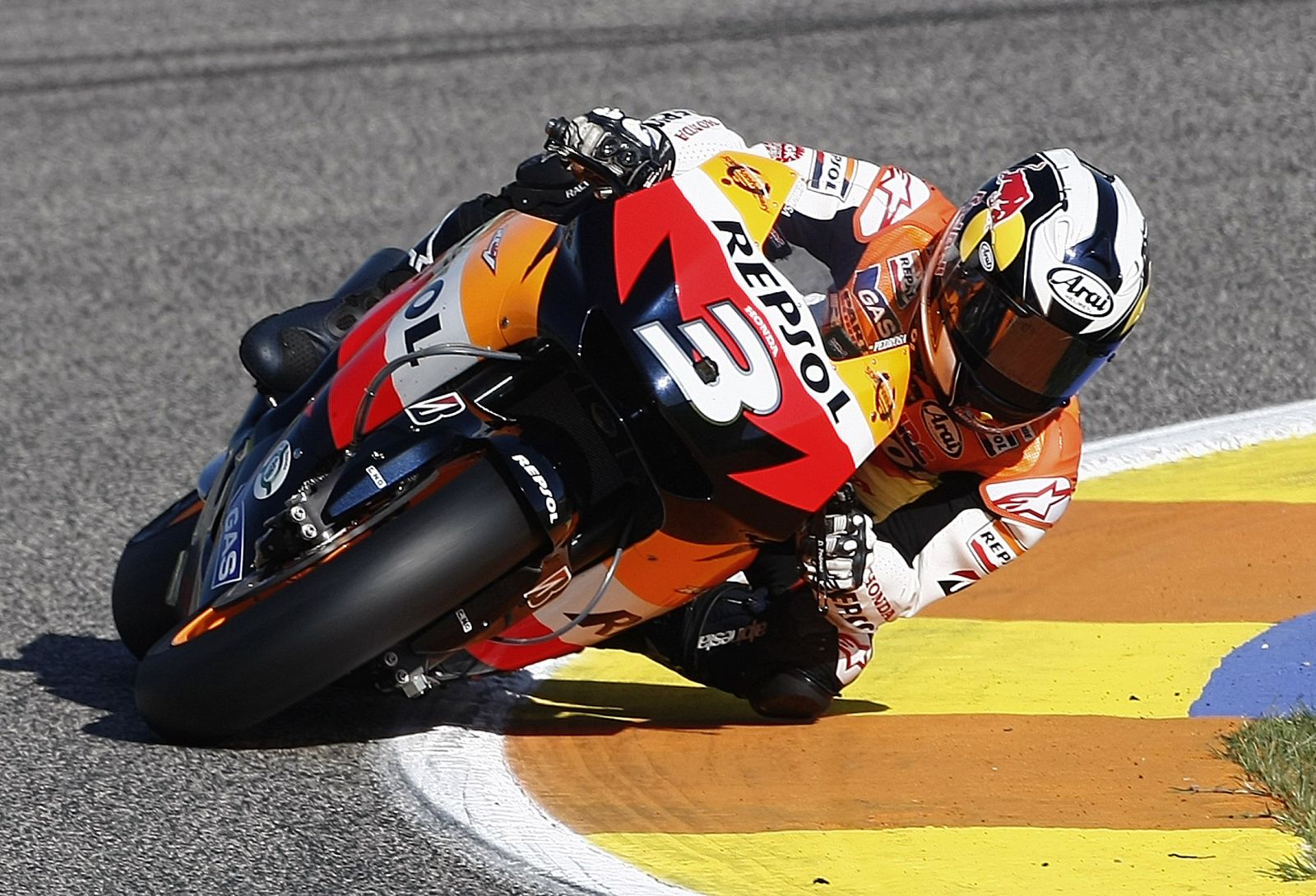 Honda MotoGP rider Dani Pedrosa of Spain rides to win the Valencia Grand Prix
