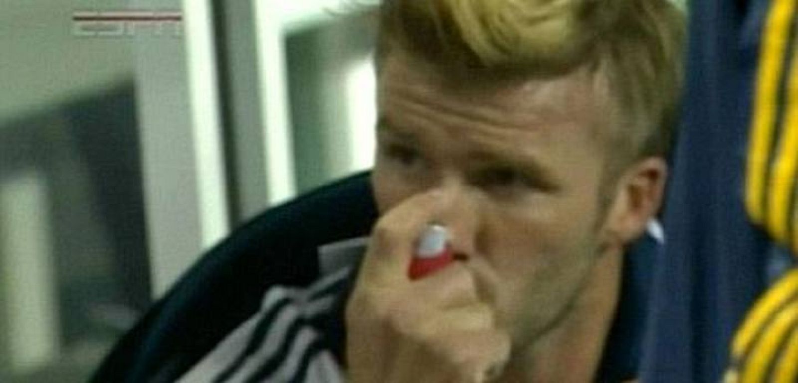 David Beckham inhalando durante la final de la MSL