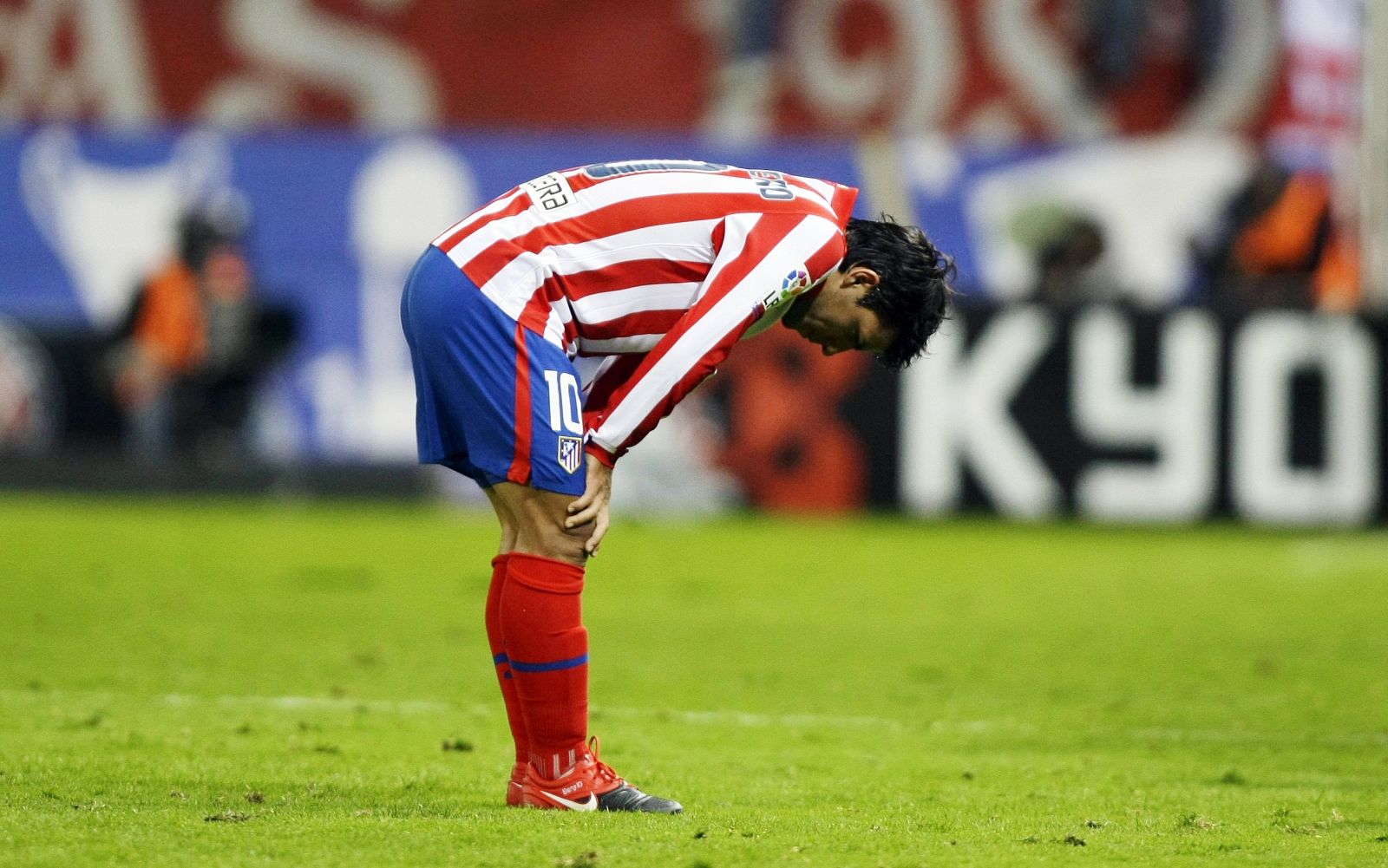 Atletico Madrid's Aguero reacts after losing to Real Madrid during their Spanish First Division soccer match in Madrid