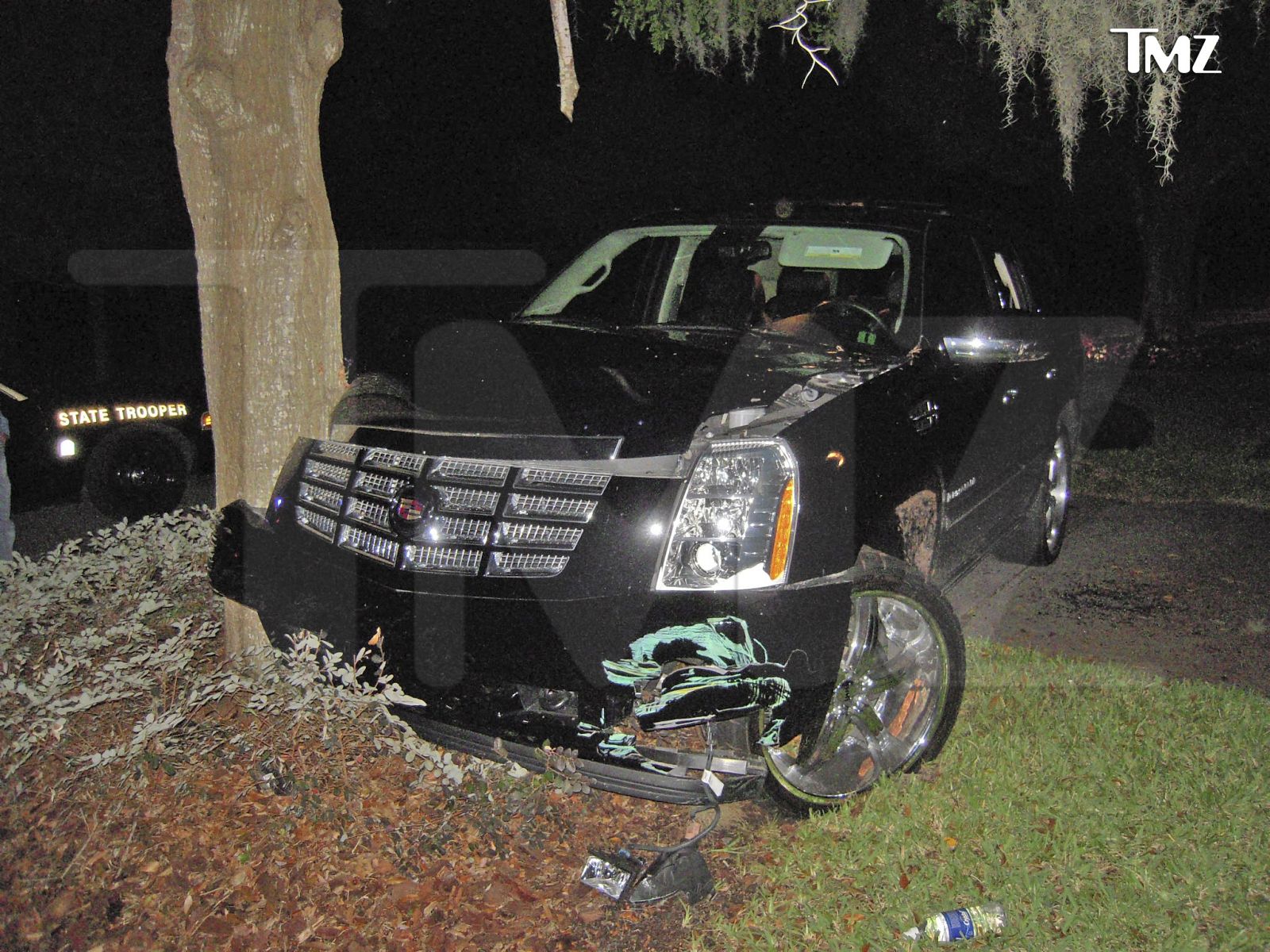 Handout photo of crash scene at Tiger Woods Florida home