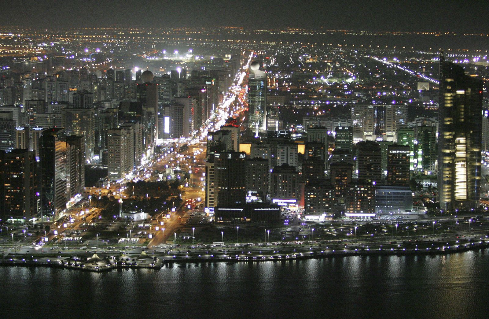 File photo of the UAE capital Abu Dhabi at night