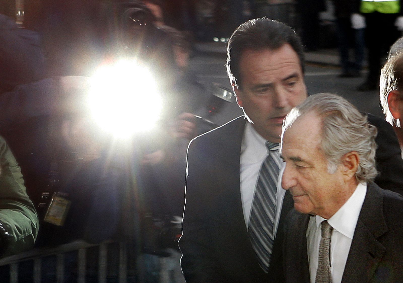 Accused swindler Bernard Madoff enters the Manhattan federal court house in New York