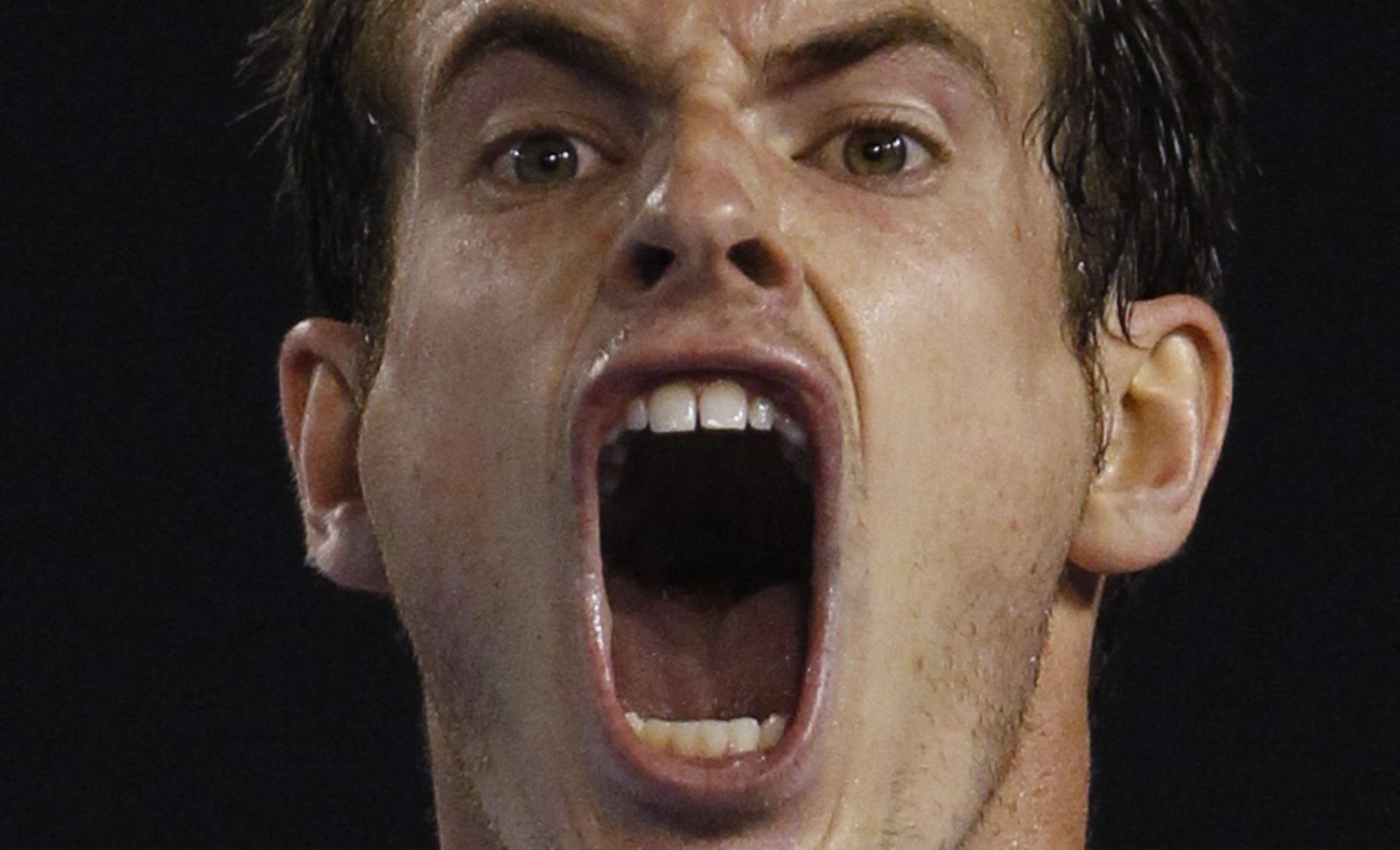 Murray of Britain reacts after winning a point against Croatia's Cilic in their semi-final match at the Australian Open tennis tournament in Melbourne