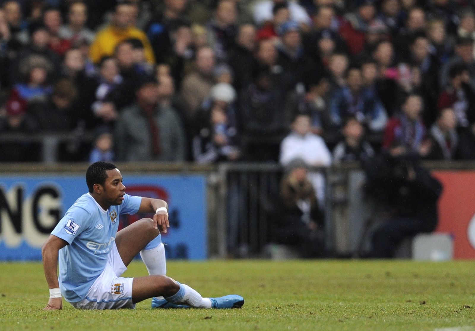 Manchester City's Robinho reacts during their FA Cup soccer match against Scunthorpe United in Scunthorpe