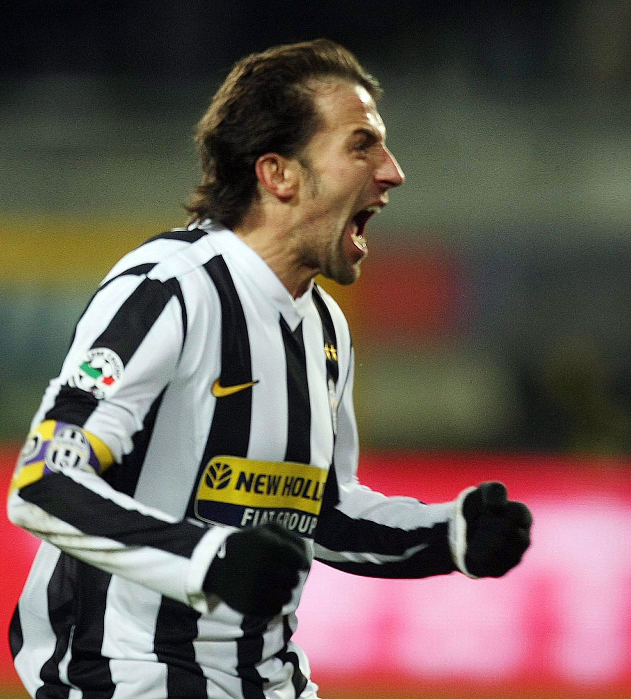 Del Piero celebra el único gol de la Juve