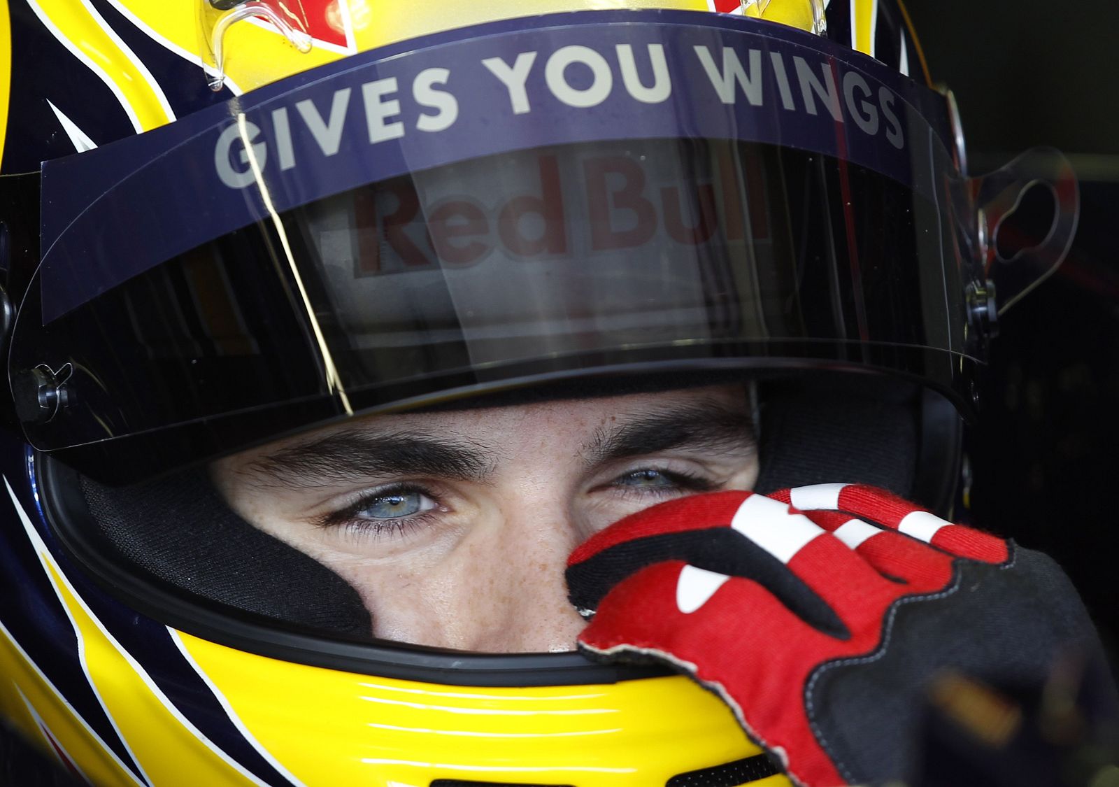 Toro Rosso Formula One driver Alguersuari sits in his car at a garage during a F1 pre-season test session in Jerez