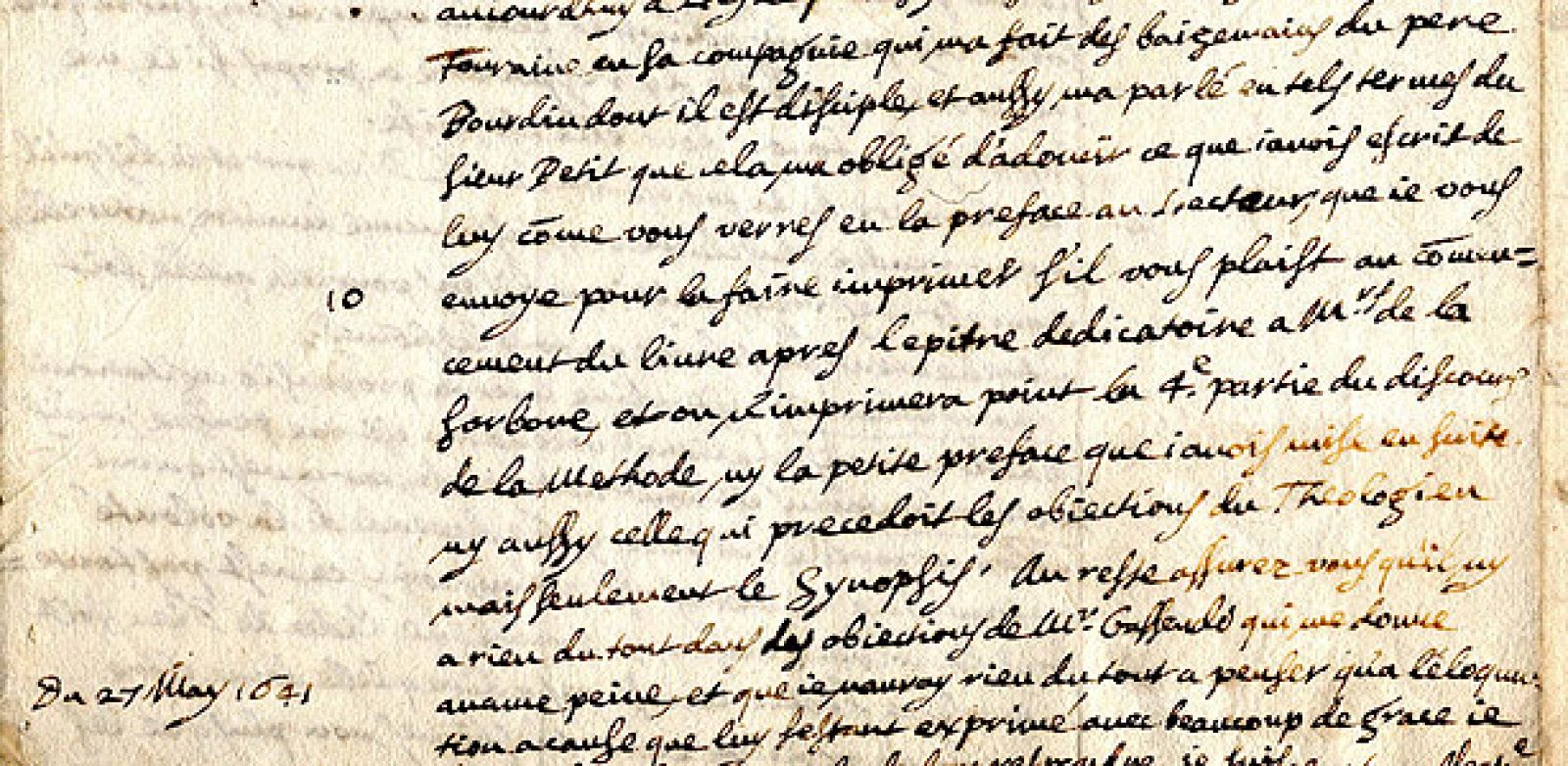 Carta original del filósofo y científico René Descartes