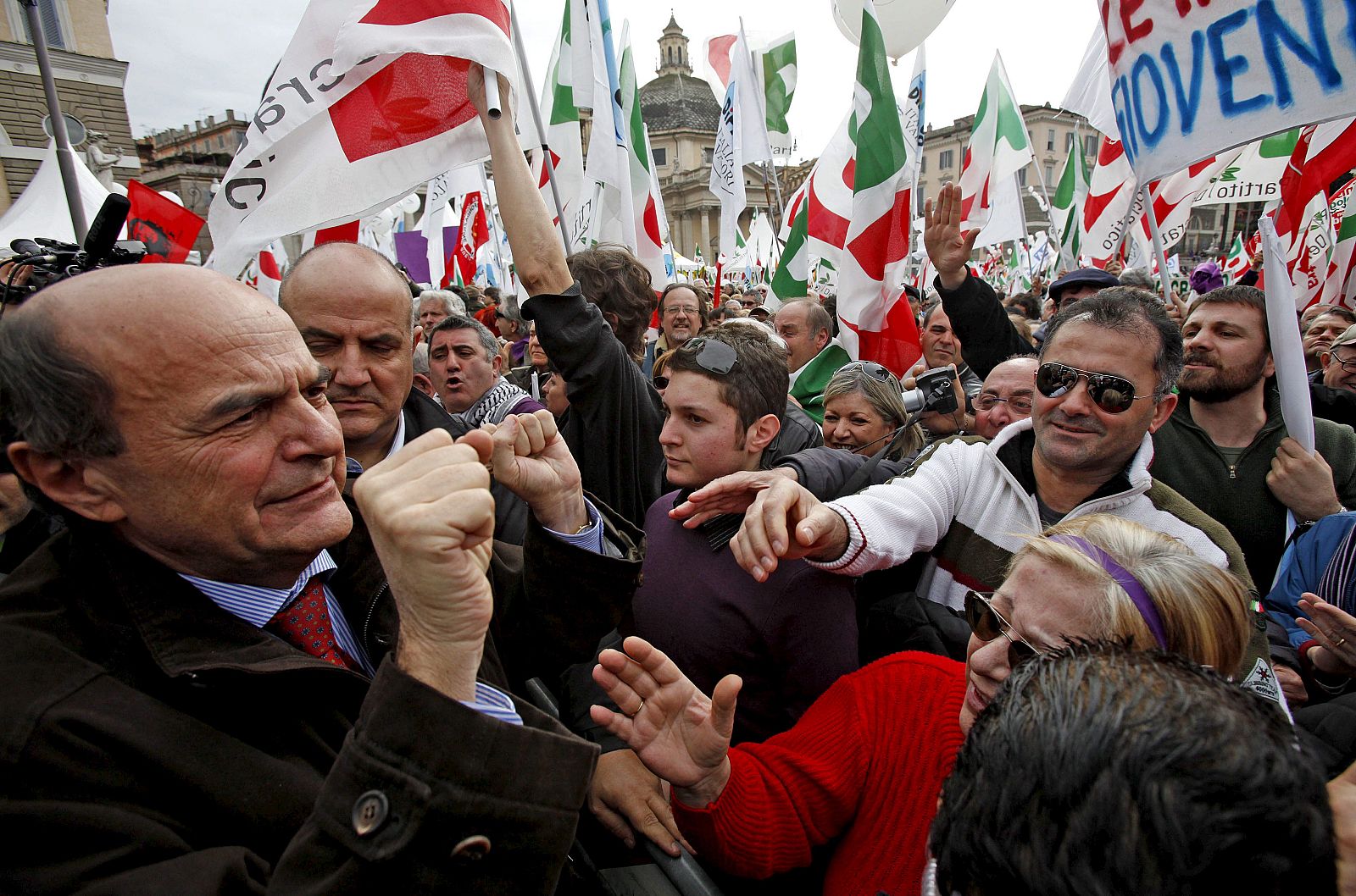 Manifestación contra el decreto electoral de Berlusconi