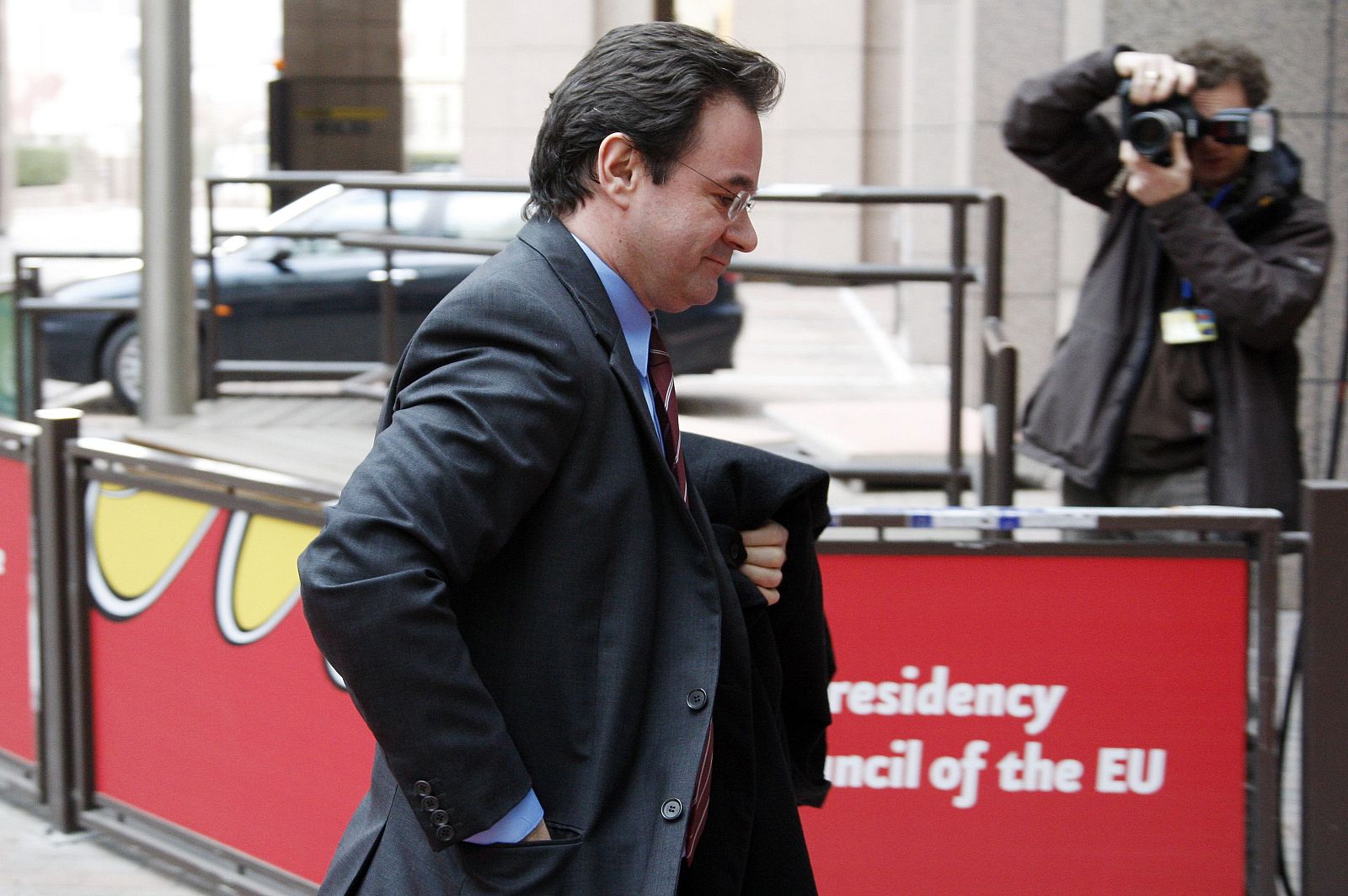 El ministro de Economía griego Papaconstantinou a su llegada a la reunión del Eurogrupo
