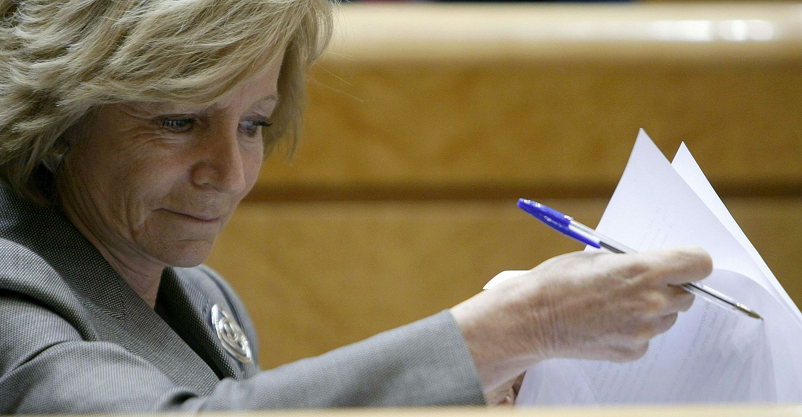 La vicepresidenta segunda y ministra de Economía y Hacienda, Elena Salgado en el Senado