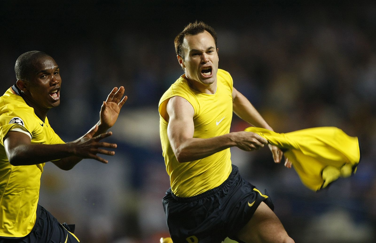 Andrés Iniesta celebra el gol que supuso el triunfo ante el Chelsea en semifinales de la Liga de Campeones en 2009.