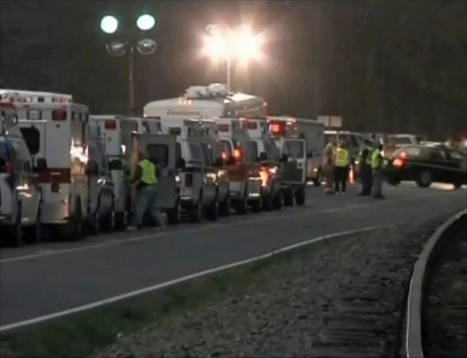 Ambulancias a la entrada de una mina en Virginia Occidental