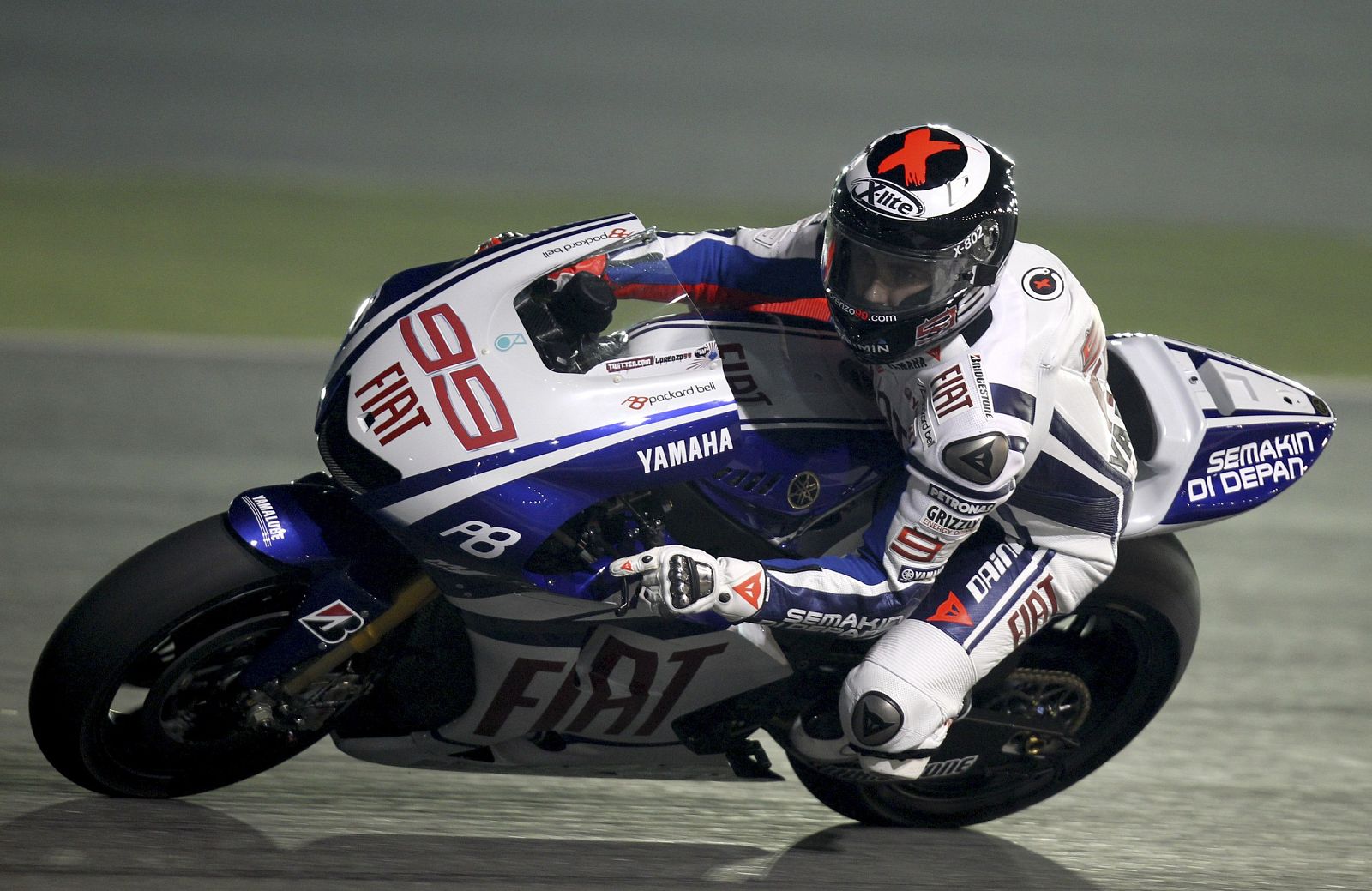 Yamaha MotoGP rider Jorge Lorenzo of Spain rides his bike during a training session at the MotoGP World Championship