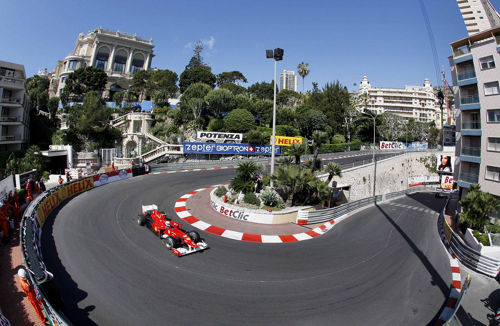 Ferrari Formula One driver Fernando Alonso of Spain drives during the first practice session of the Monaco F1 Grand Prix