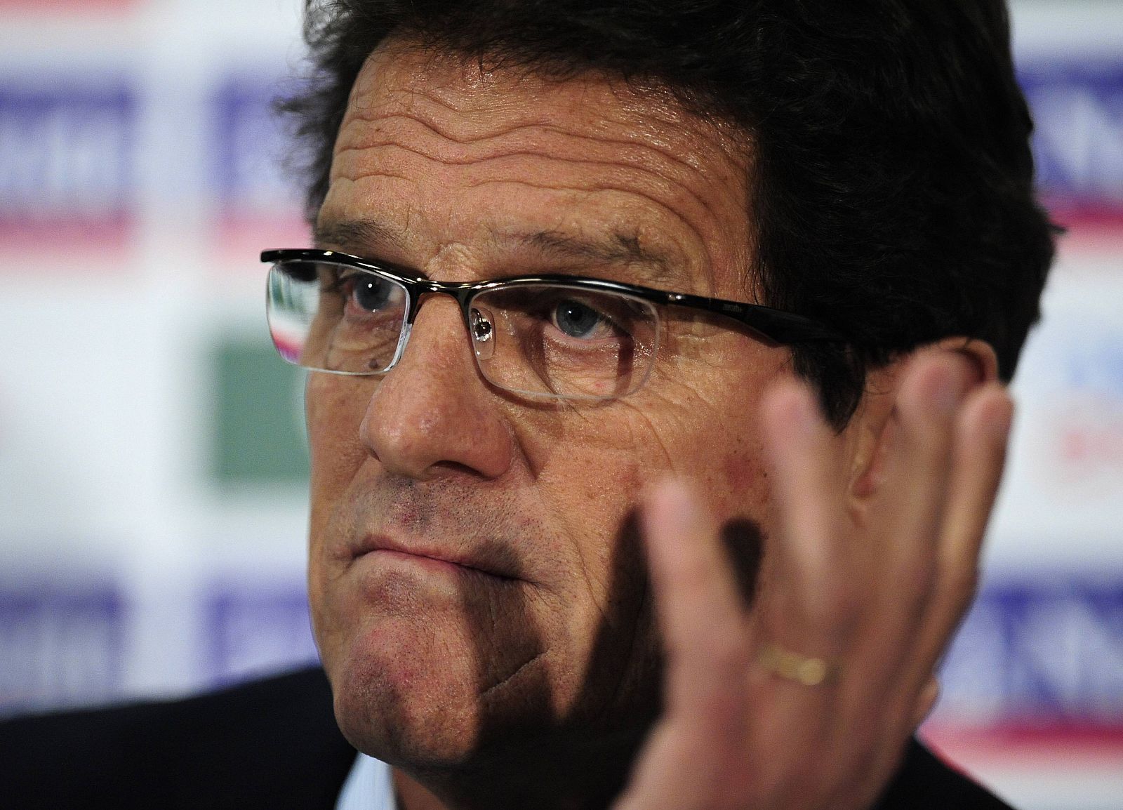 England manager Fabio Capello speaks to journalists as the provisional England World Cup squad is announced at Wembley Stadium in London