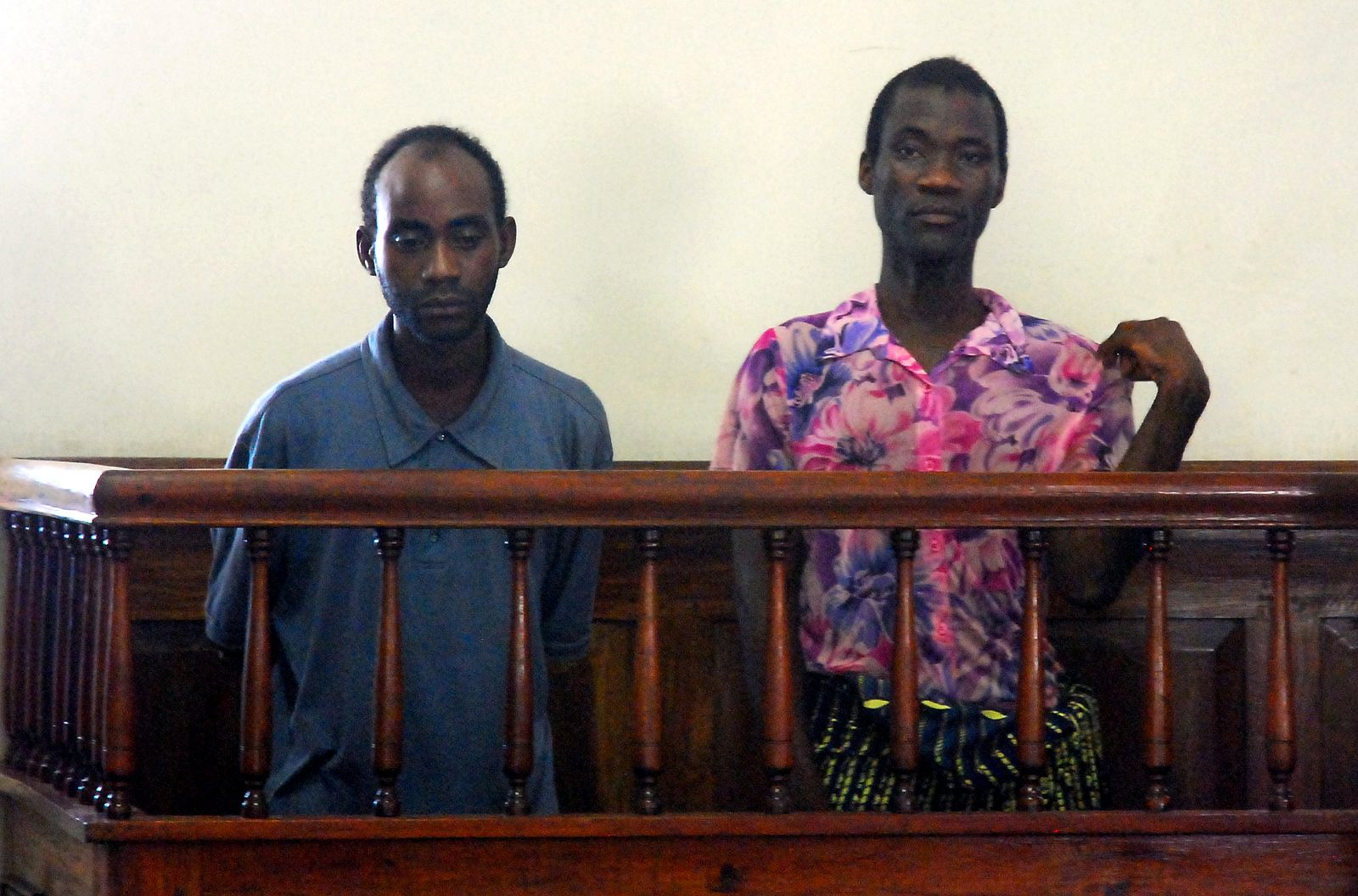 Steven Monjeza and Tiwonge Chimbalanga appear before a magistrate court in Blantyre