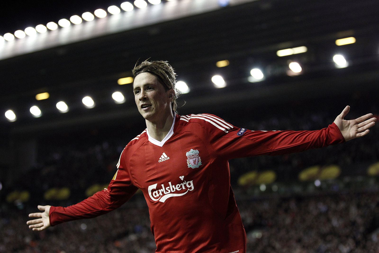 Fernando Torres celebra uno de sus goles con el Liverpool esta temporada