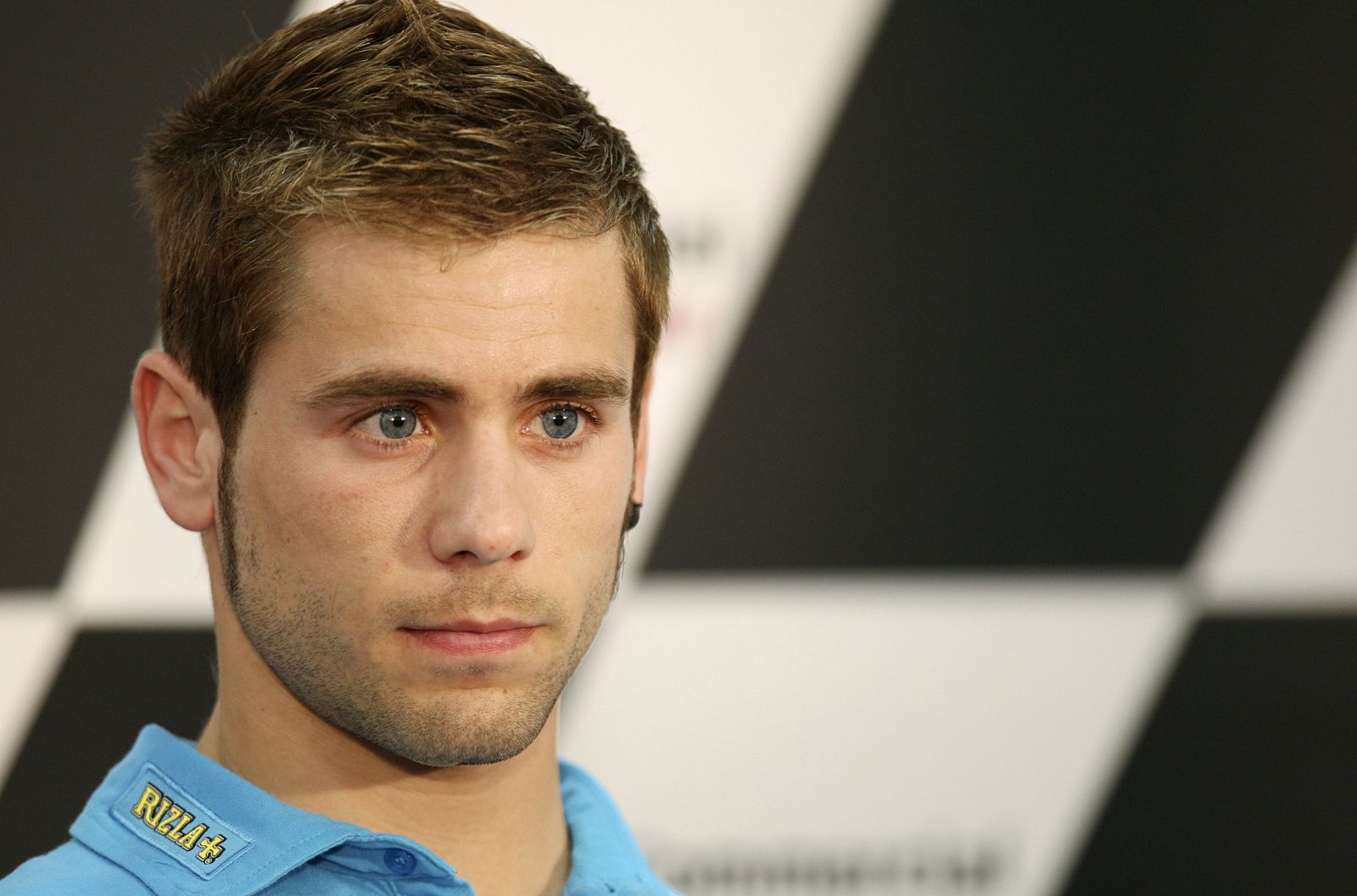 Rizla Suzuki MotoGP rider Alvaro Bautista of Spain attends a news conference at the Losail International Circuit  in Doha