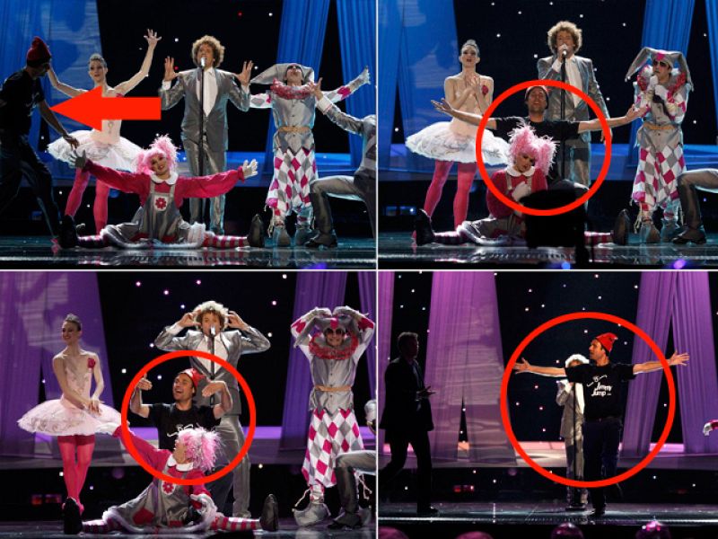 Un espontáneo saboteó a Diges en Eurovisión, que pudo repetir su actuación al final