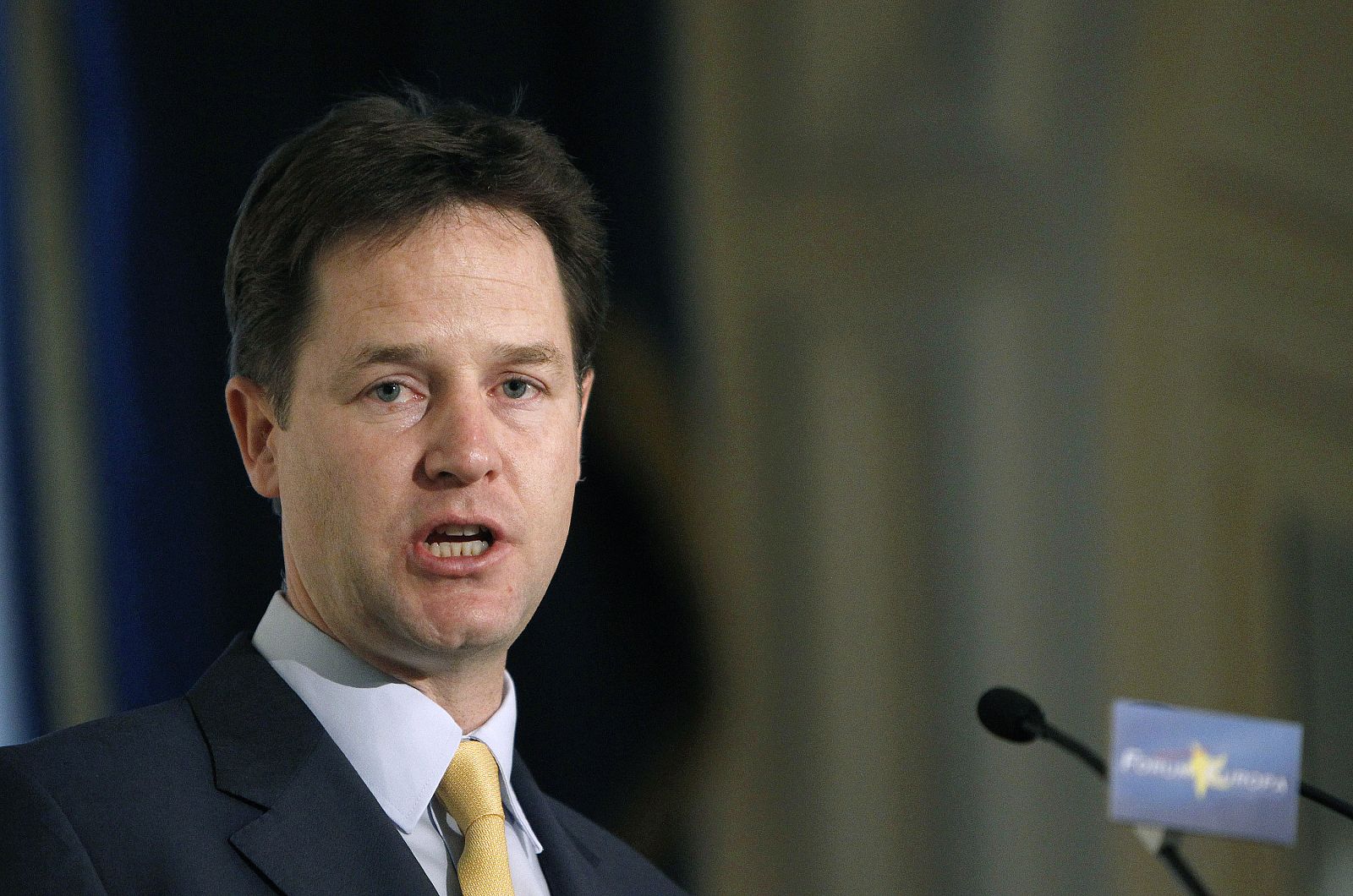 Britain's Deputy Prime Minister Nick Clegg speaks during the Nueva Economia Forum breakfast meeting in Madrid
