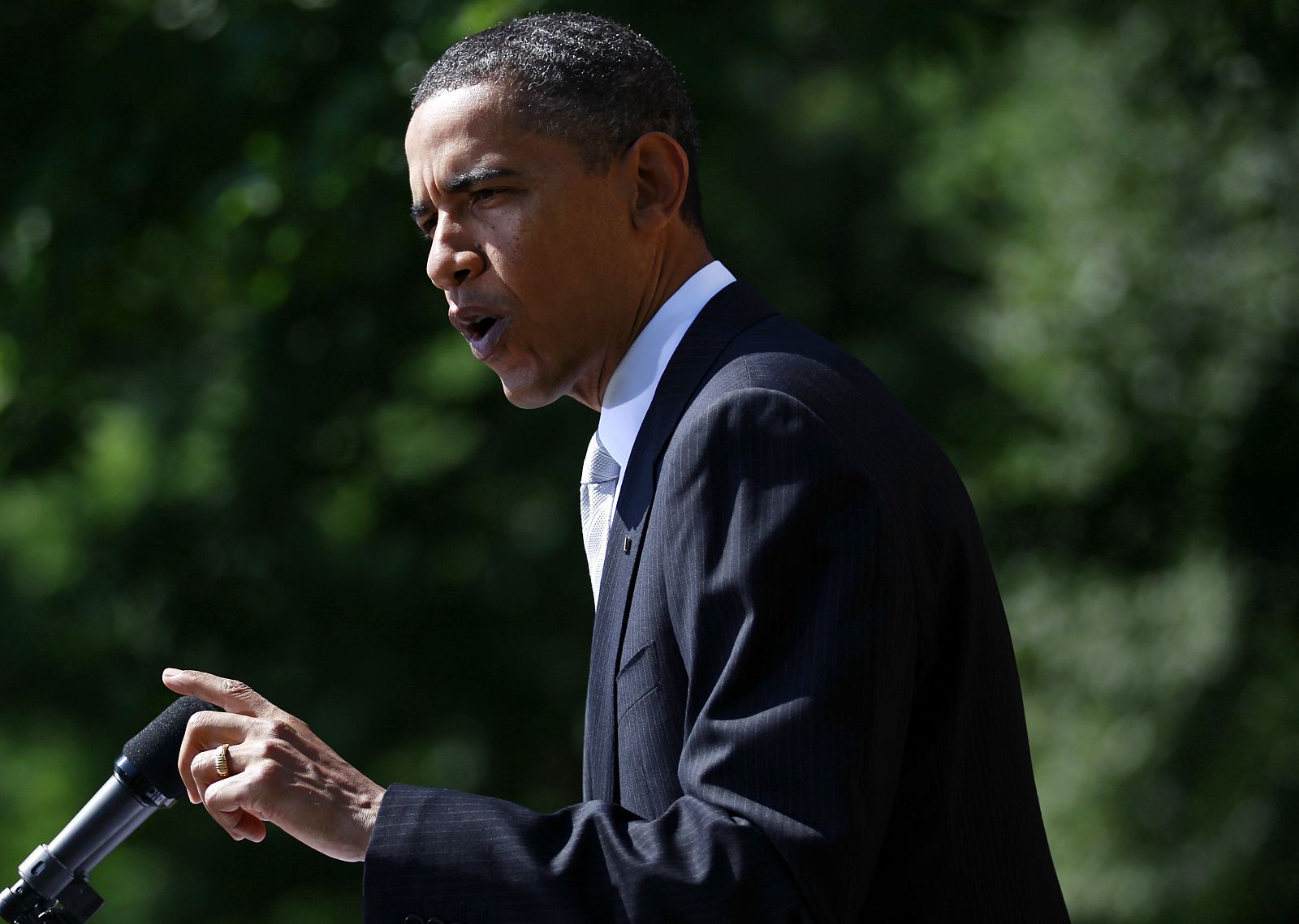 U.S. President Barack Obama makes remarks on small business jobs initiatives in the Rose Garden at the White House in Washington