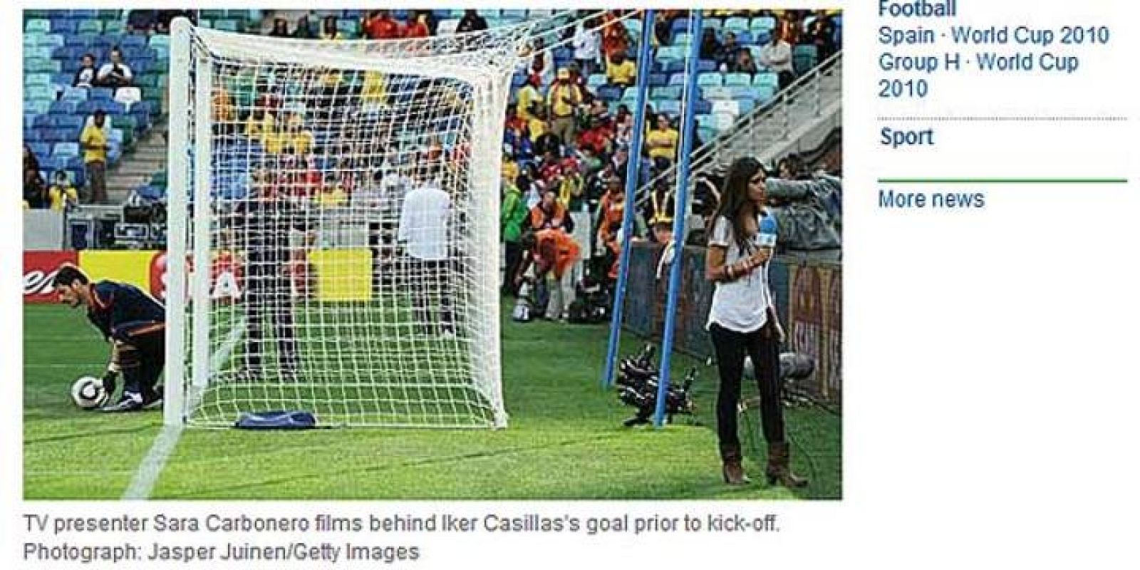 Fotografía que publica The Guardian sobre la culpabilidad de la reportera de Telecinco en la derrota española.