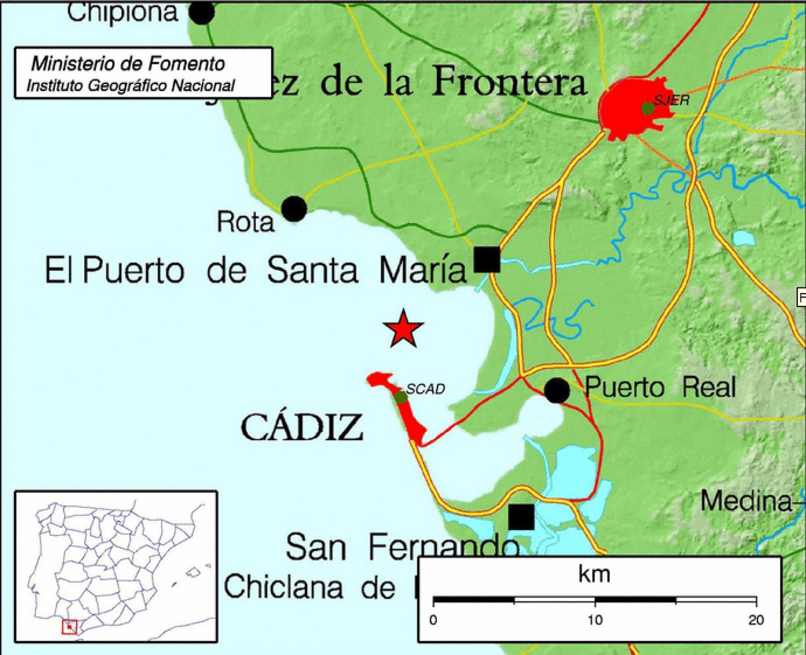 El terremoto se ha registrado al norte de Cádiz