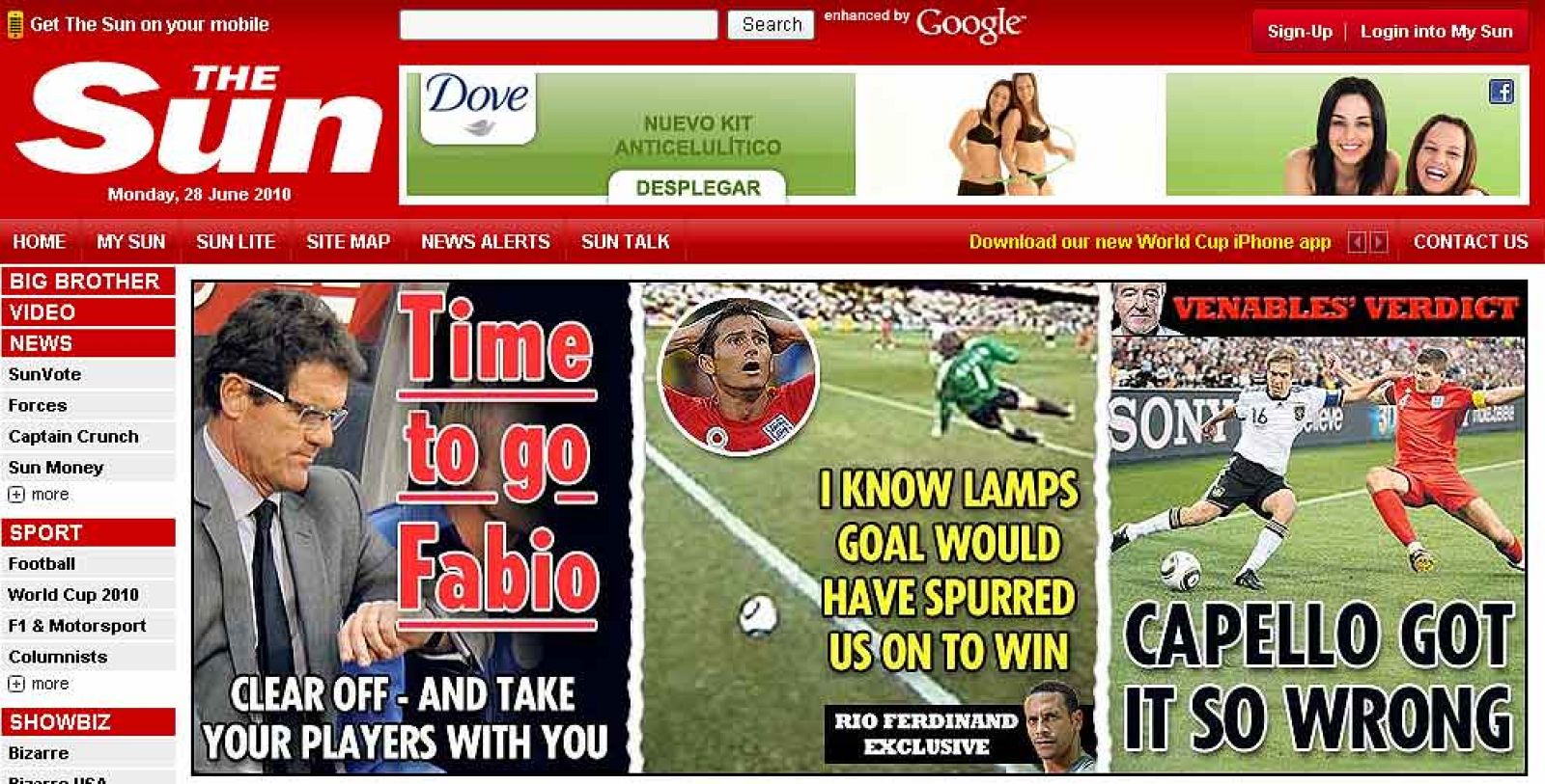 La prensa de Inglaterra y México, tras la eliminación de sus selecciones del Mundial 2010