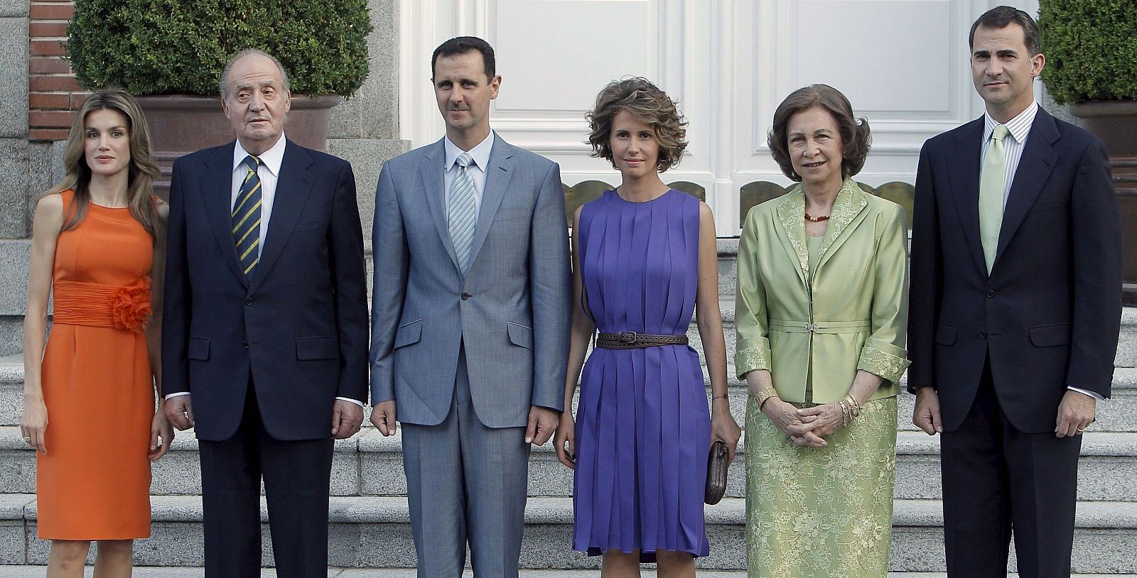 Los Reyes, los Príncipes de Asturias y el presidente de Siria, Baschar al Asad, y su esposa, Asma al Asad