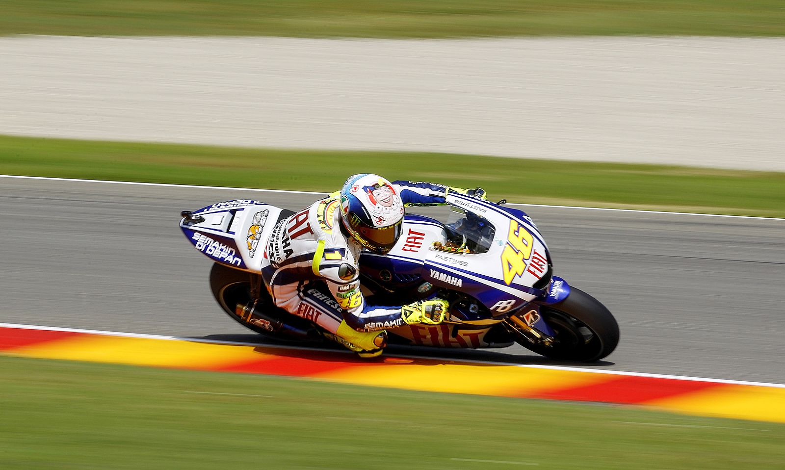 Yamaha MotoGP rider Rossi of Italy takes a curve during the second free practice session of the Italian motorcycling Grand Prix at the Mugello circuit in central Italy