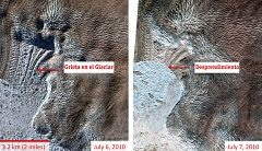 Un enorme bloque de hielo se desprende de un glaciar en Groenlandia