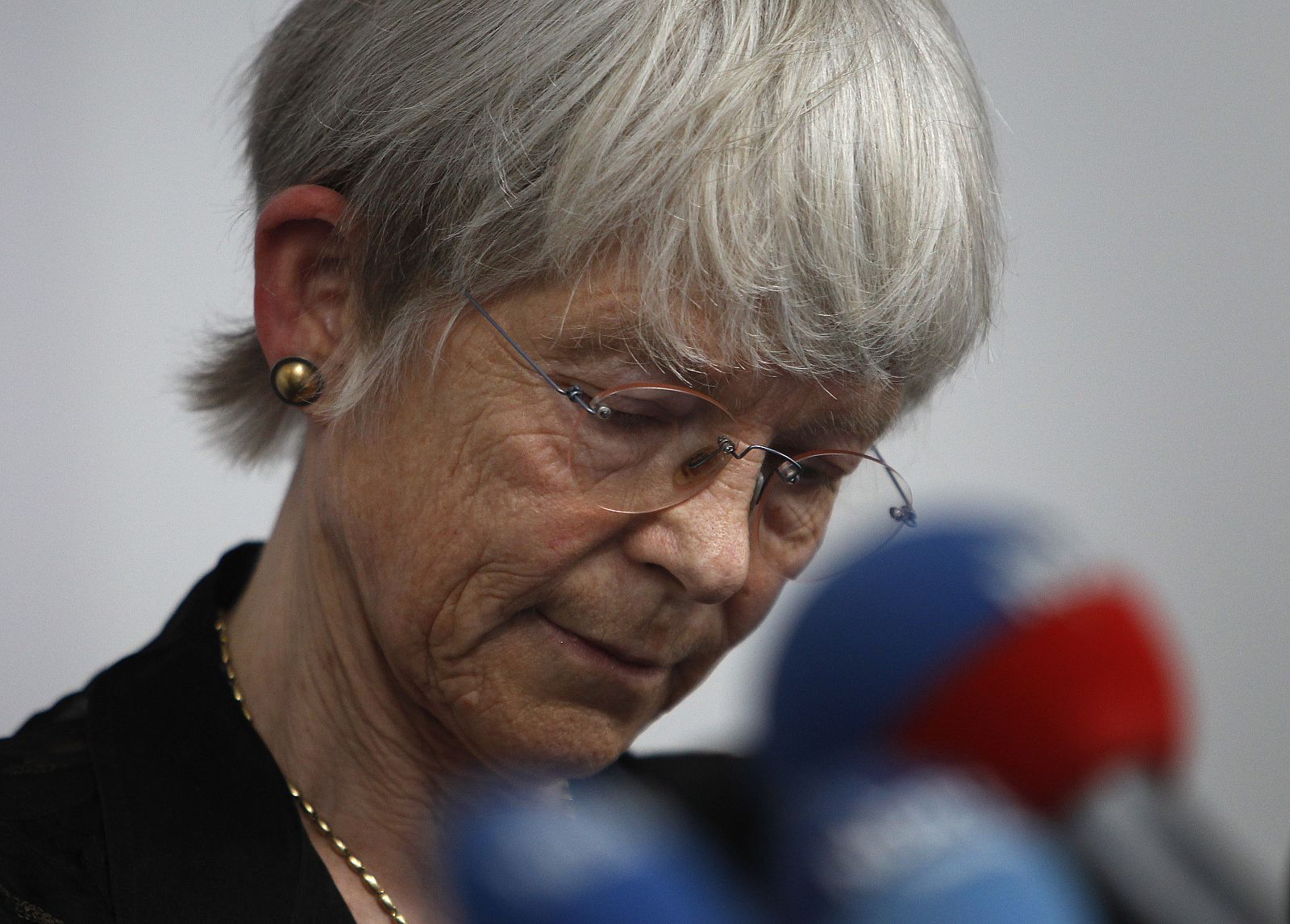 Maria Jepsen bishop of the North Elbian Evangelical Lutheran Church announces her resignation during a news conference in Hamburg