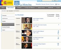Franco desaparece de la lista de presidentes publicada en la web de La Moncloa