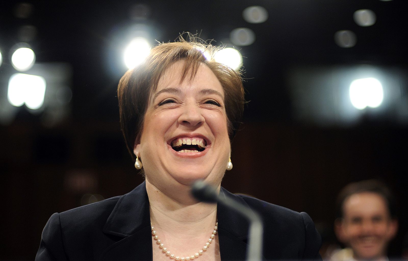 Kagan laughs as she testifies on the third day of her U.S. Senate confirmation hearings in front of the Senate Judiciary Committee on Capitol Hill in Washington