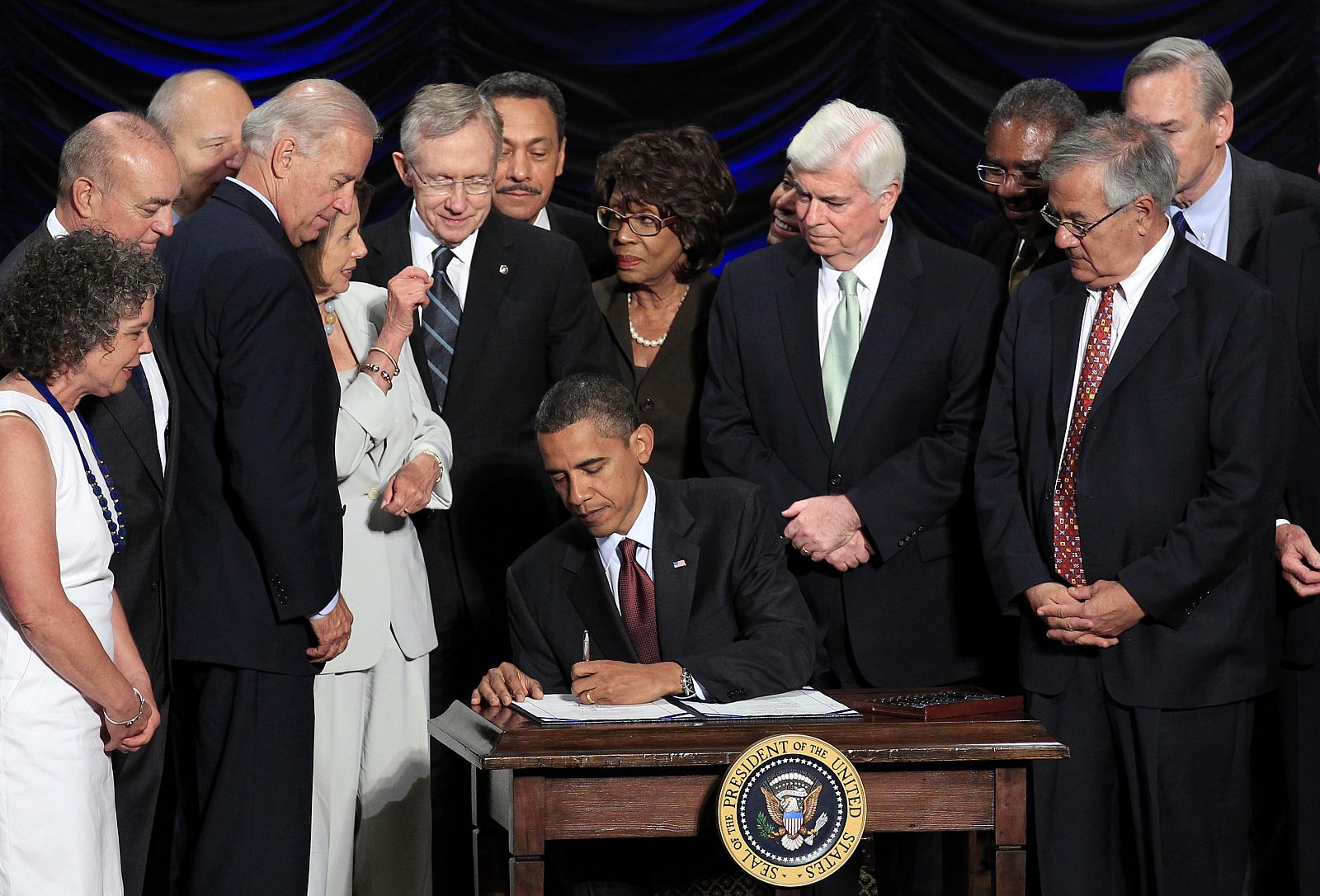 U.S. President Barack Obama signs the Dodd-Frank Wall Street Reform and Consumer Protection Act in Washington