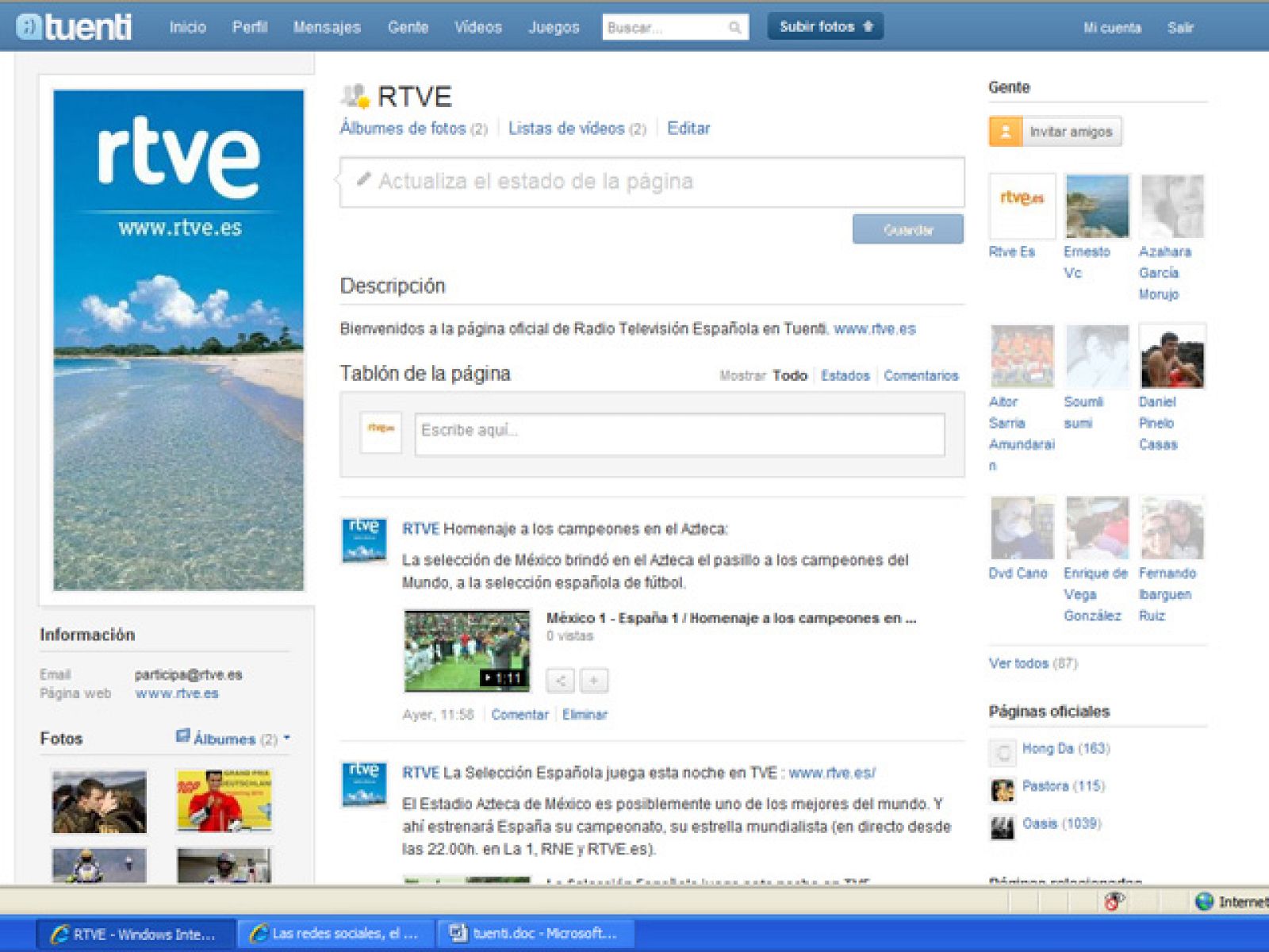 RTVE ya está en Tuenti