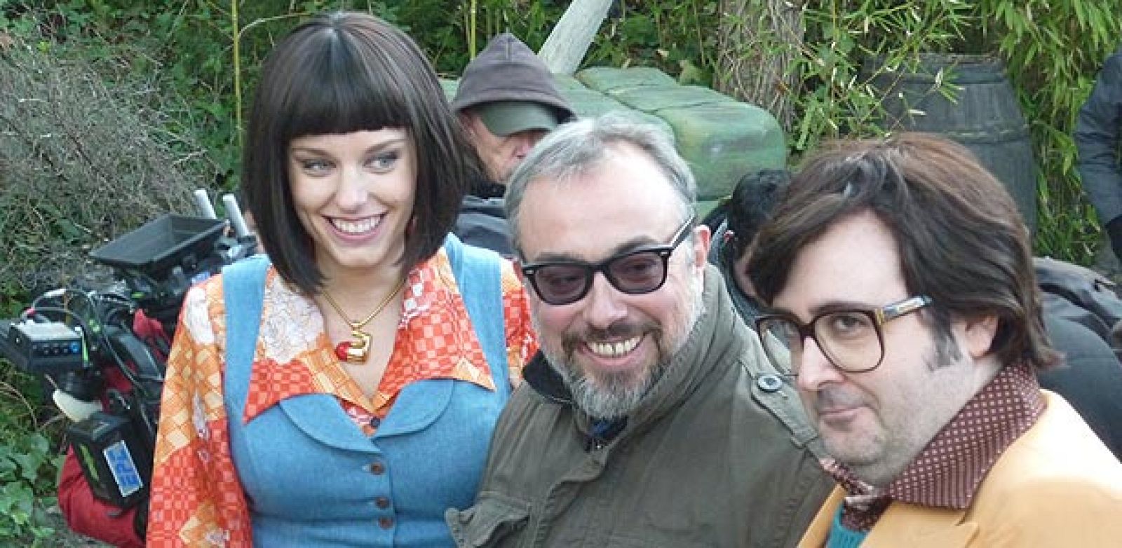 Álex de la Iglesia, Carolina Bang y Carlos Areces en el rodaje de "Balada triste de tompeta"