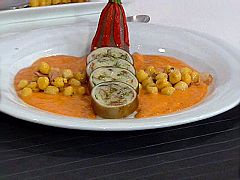 Calamares rellenos con salsa de pimientos y garbanzos (16/09/10)