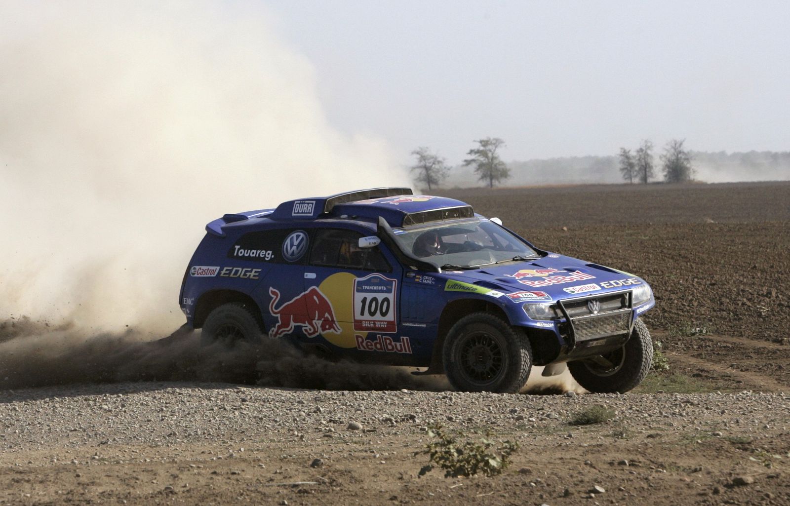 Carlos Sainz of Spain competes in his Volkswagen during the Silk Way Race, part of the Dakar series, near a village of Pokoinoye