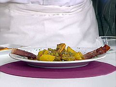 Patatas con alcachofas en salsa verde y rollitos de jamón (22/09/10)