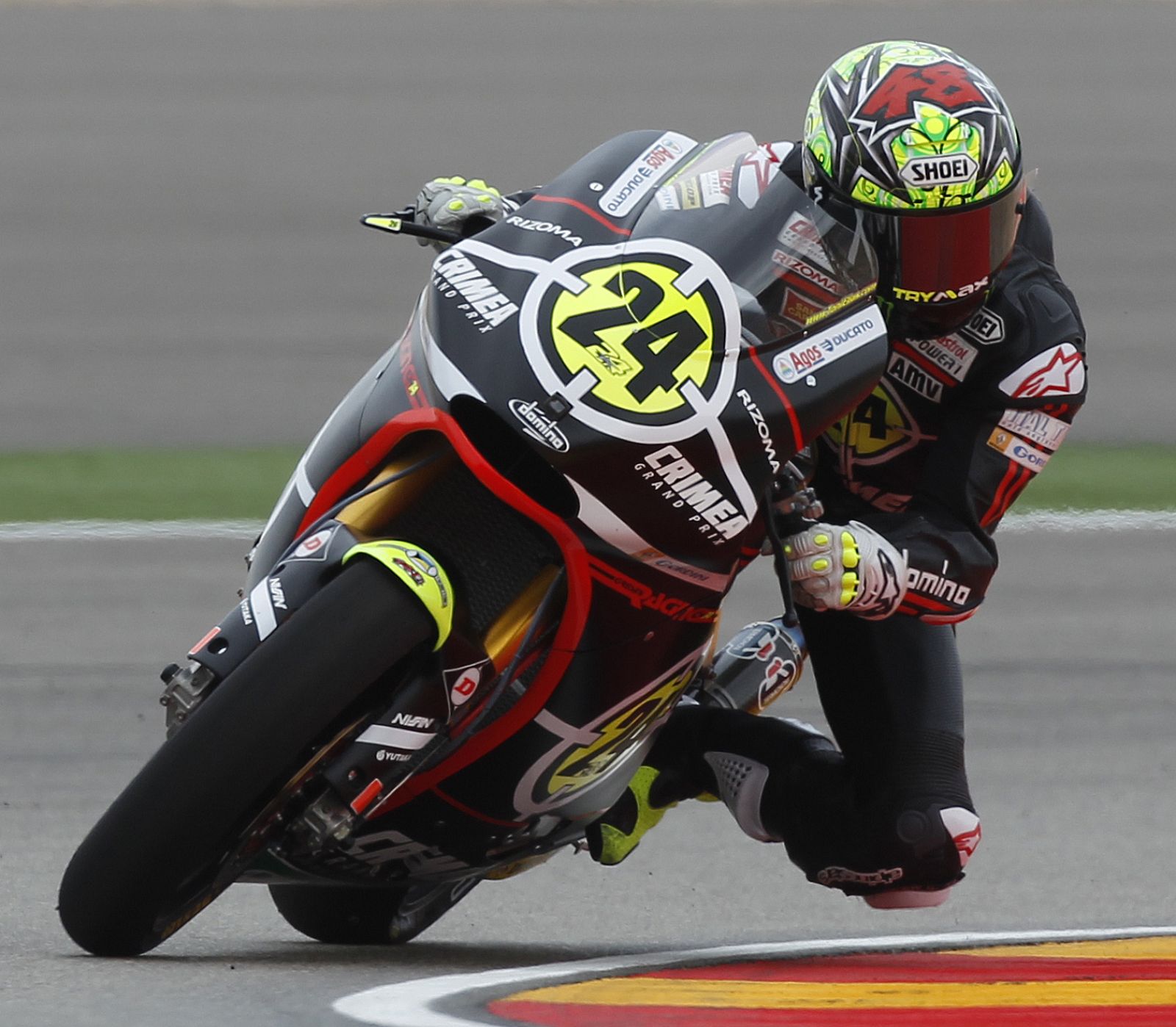 Moriwaki Moto2 rider Toni Elias of Spain takes a curve during the qualifying session of the Aragon Grand Prix at Motorland racetrack in Alcaniz, near Zaragoza