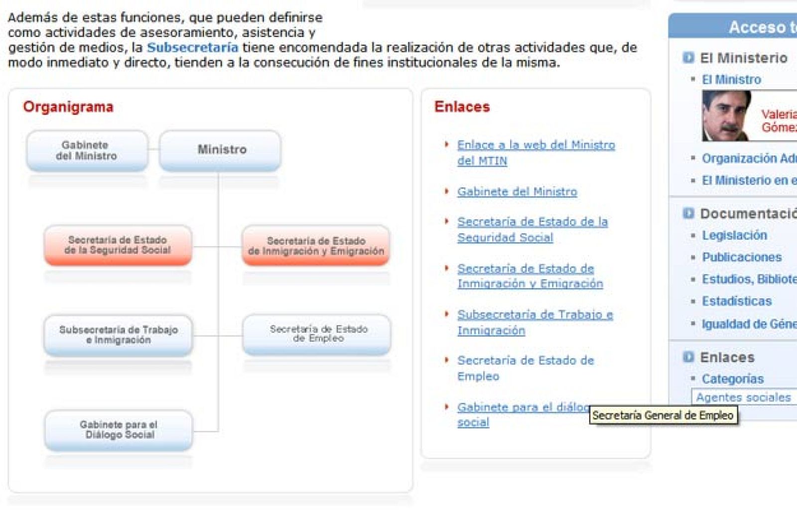 Nuevo organigrama del Ministerio de Trabajo