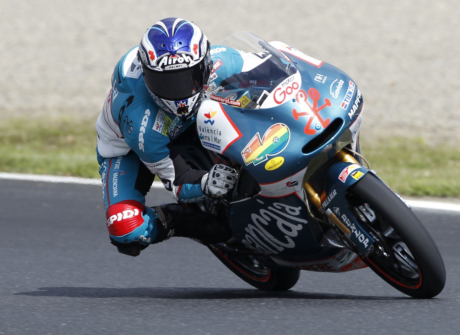 Aprilia 125cc rider Terol rides during a practice session for the Japanese Grand Prix in Motegi