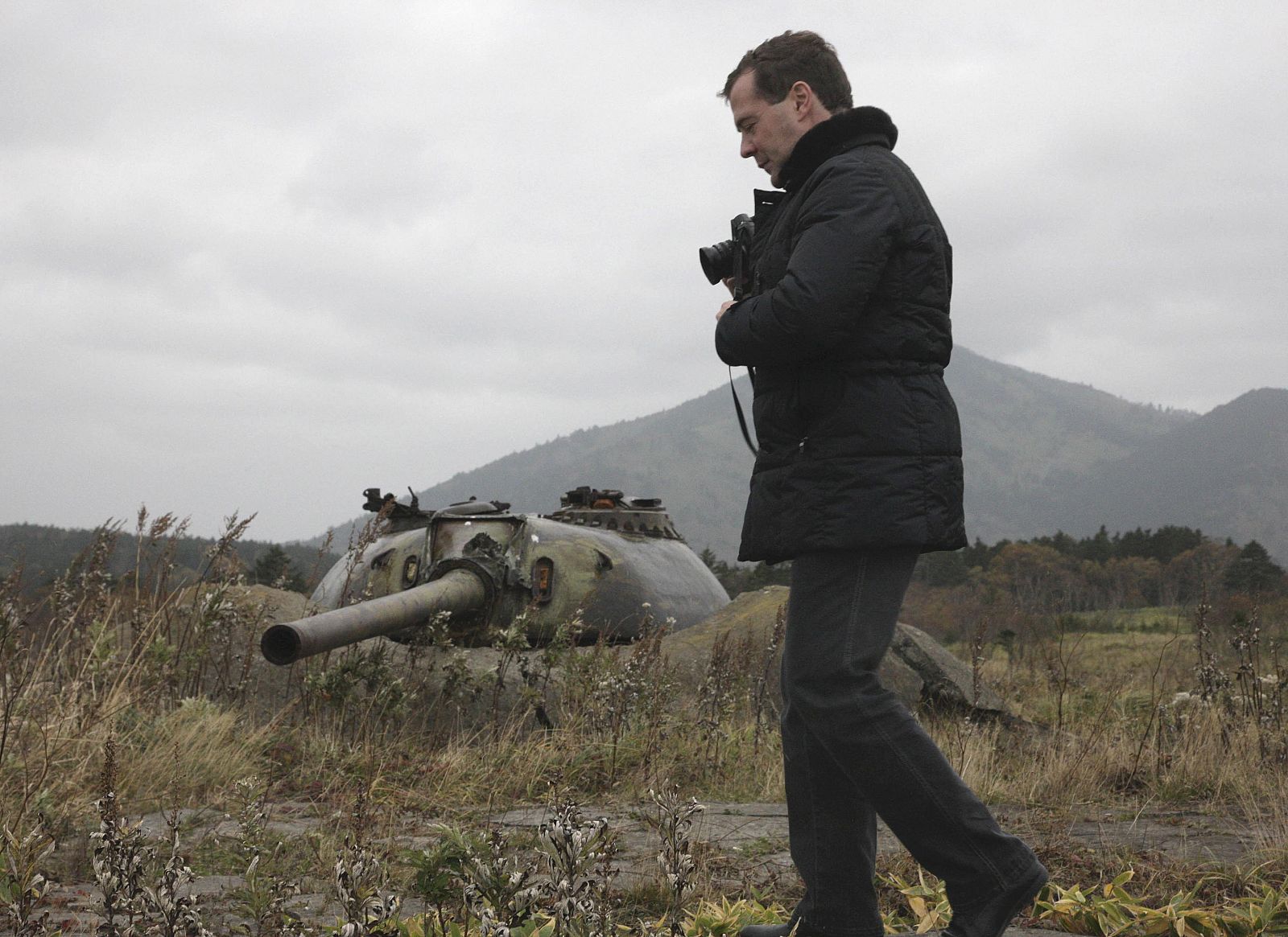 Medvedev en el archipiélago de las Kuriles