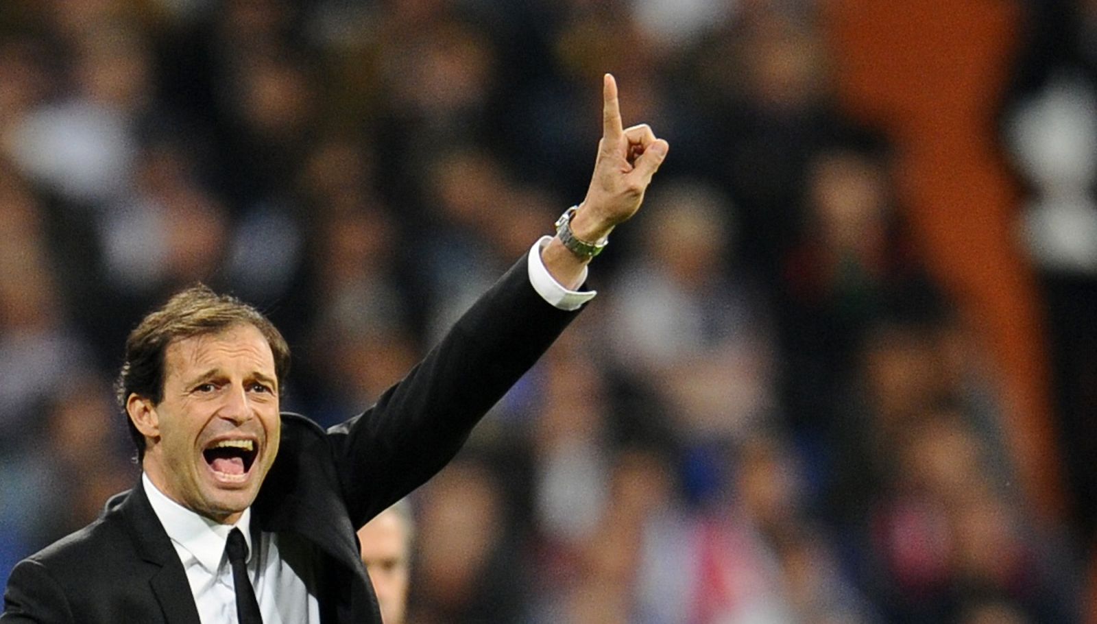 AC Milan's coach Allegri reacts during their Champions League Group G soccer match against Real Madrid in Madrid
