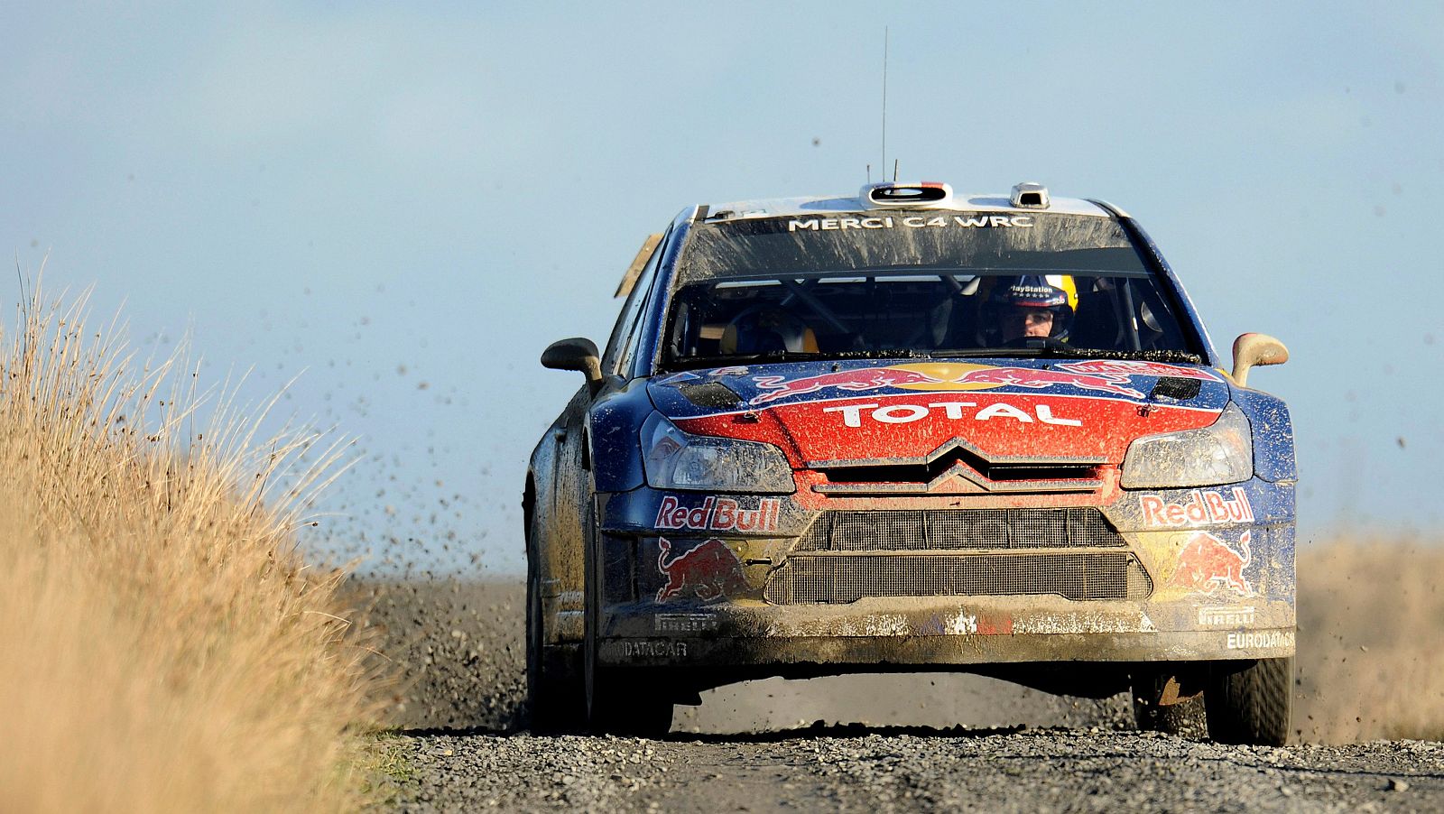 Loeb of France drives his Citroen C4 during the first Monument Hill stage of the Wales Rally GB in Wales