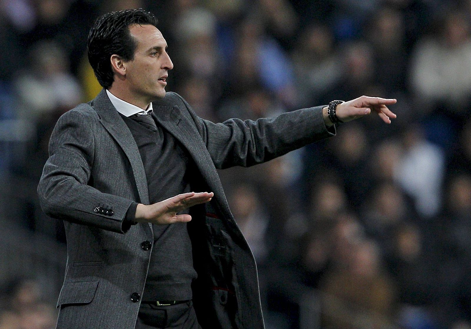 Unai Emery durante el encuentro correspondiente a la decimocuarta jornada de Liga.